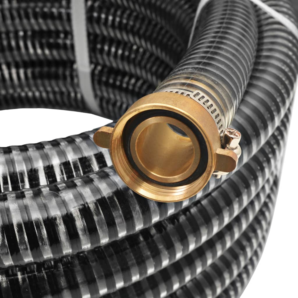 Vidaxl Sucking tubo con giunti in ottone 4 m 25 mm nero