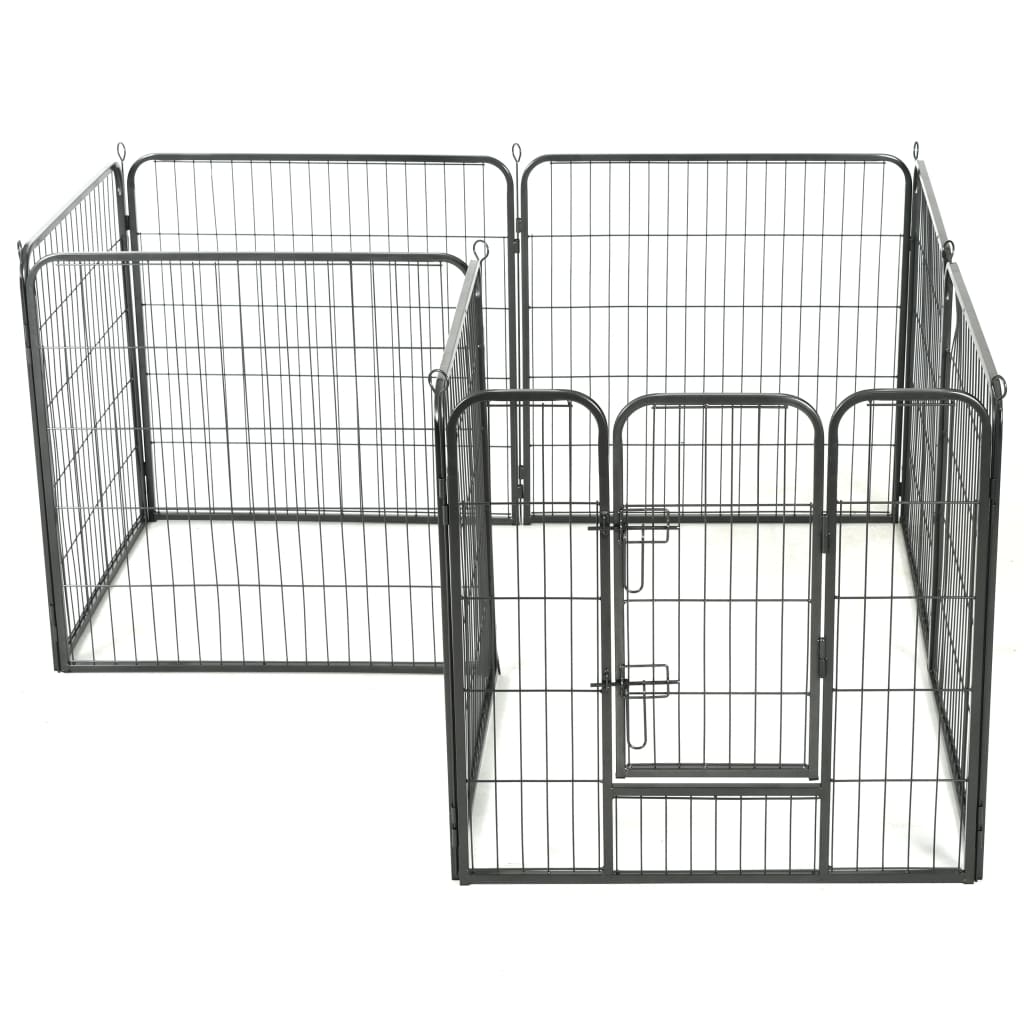 Vidaxl Dog Run con 8 paneles 80x80 cm de acero negro
