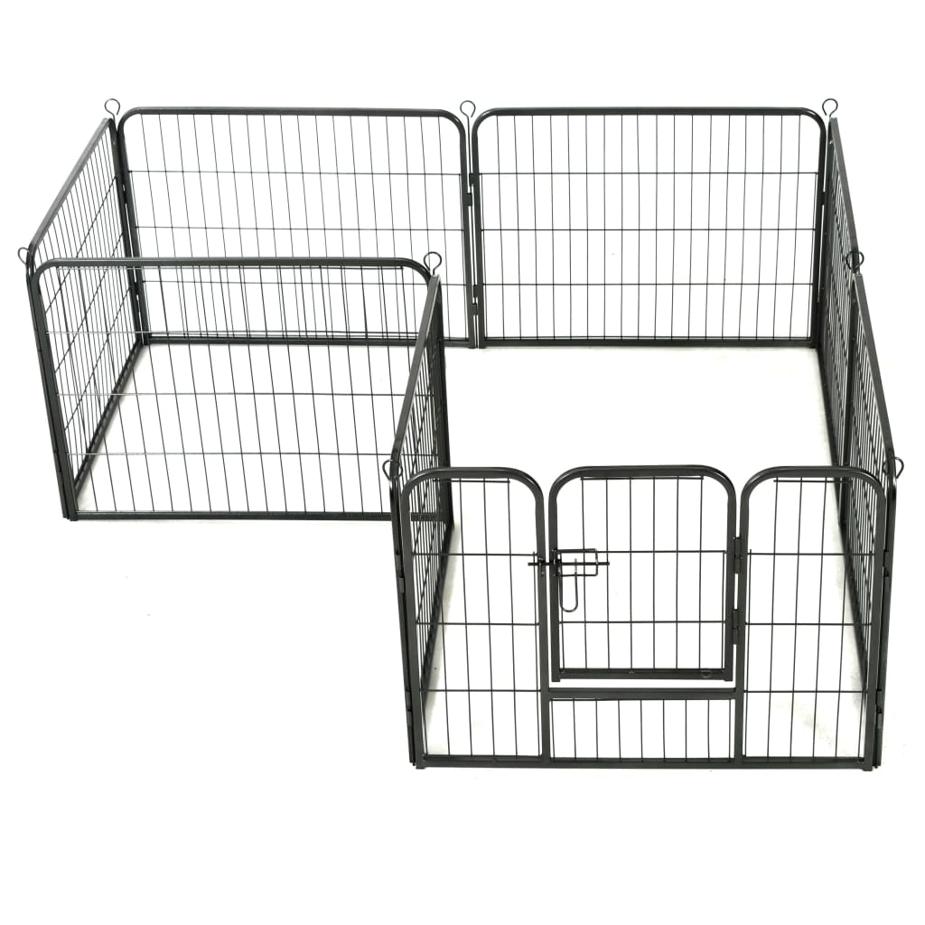 Vidaxl Dog Run con 8 pannelli 80x60 cm in acciaio nero