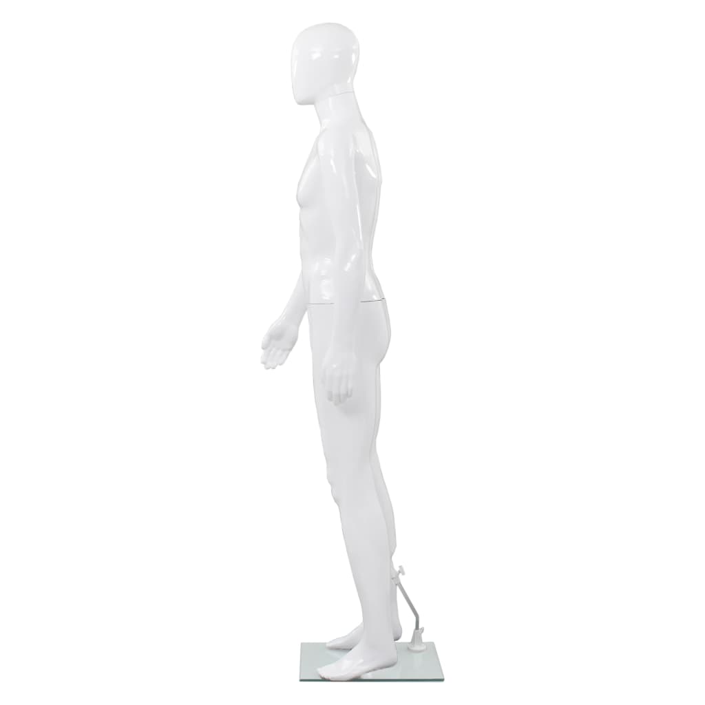 Vidaxl Estalage muñeca macho con pie de vidrio 175 cm blanco brillante