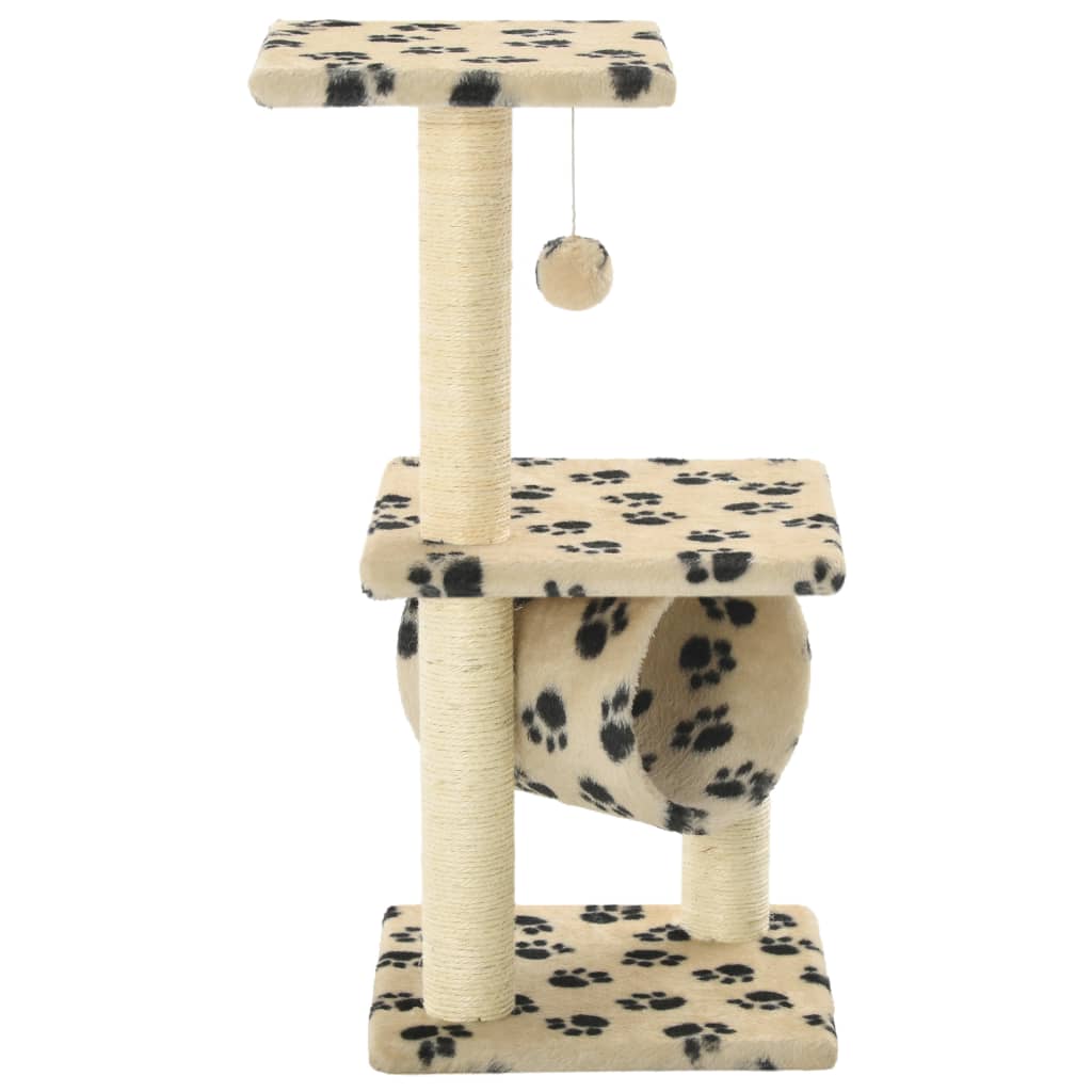 Tiragraffi per gatti Vidaxl con tiragraffi in sisal 65 cm impronte di zampe beige