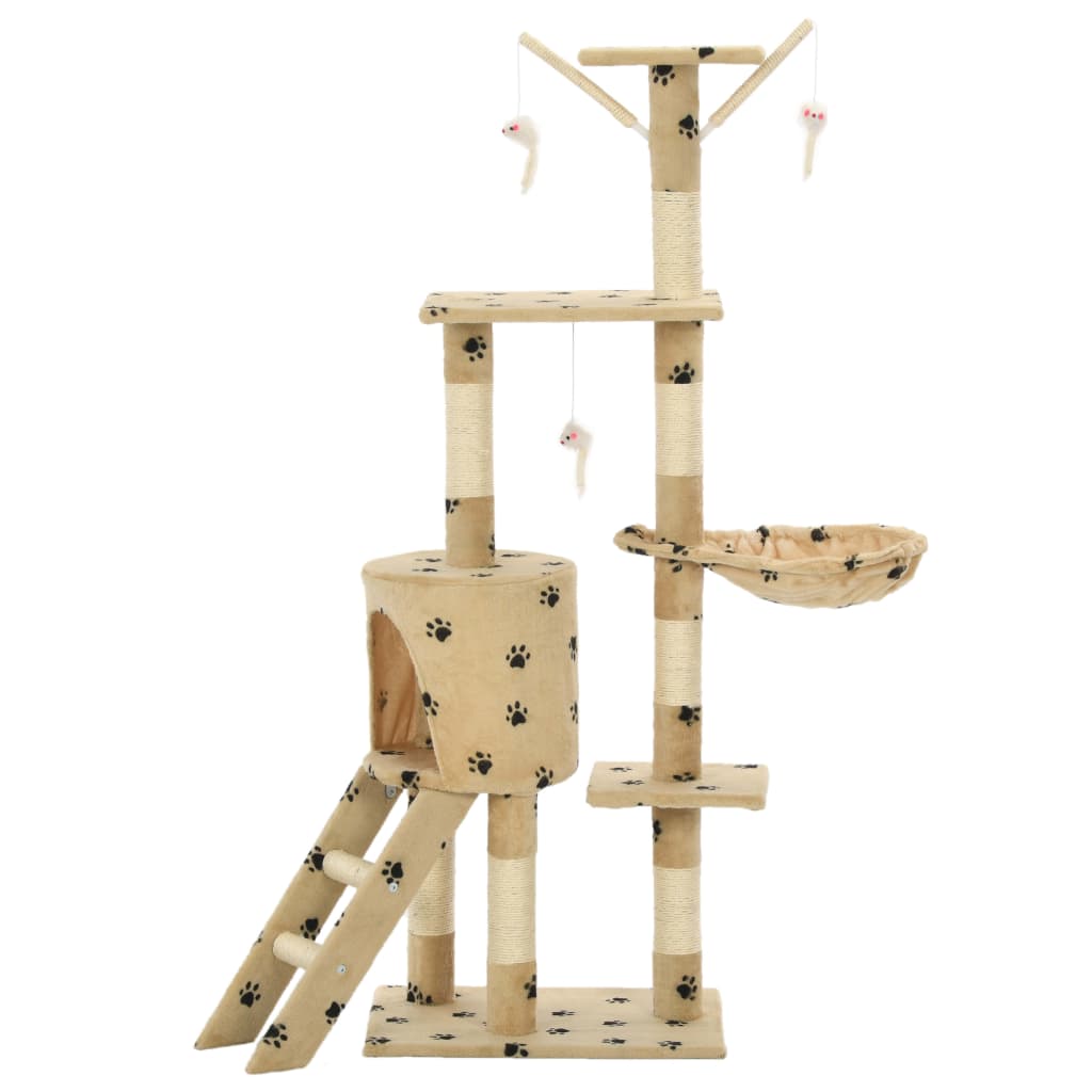 Vidaxl Cat Ranging Post con postes de rascado de sisal 138 cm Pootprints beige