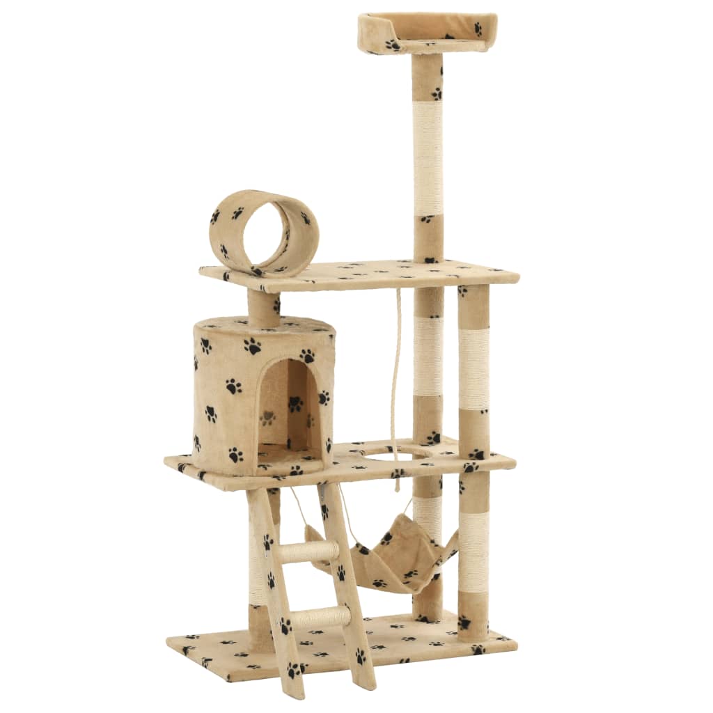 Vidaxl Cat Scratching Post con graffi sisal 140 cm Pootprints beige