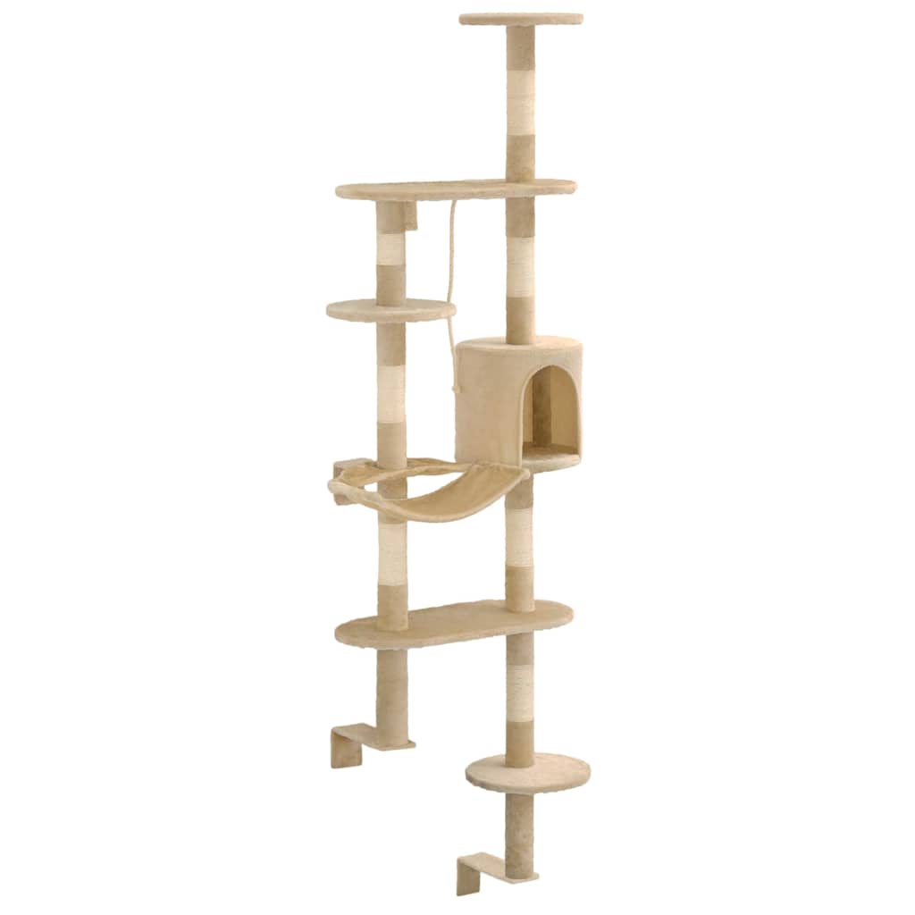 Vidaxl Cat Grakeding Post con pali graffiati sisal Montaggio a parete 194 cm beige