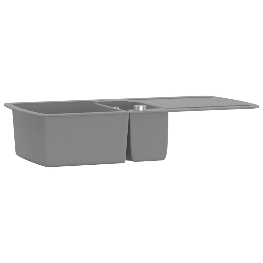 Vidaxl Lavello doppio ciotola granito grigio