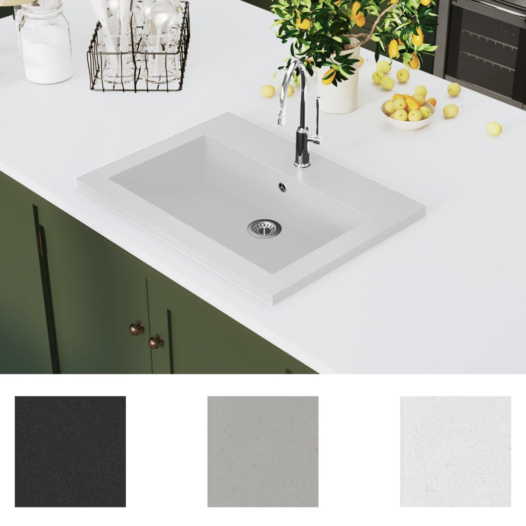 Vidaxl Washbasin 600x450x120 mm de granito blanco