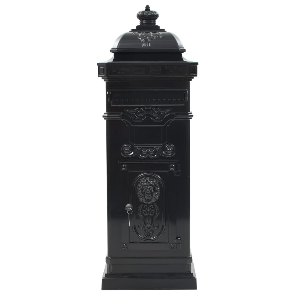 Vidaxl Pilaar Mailbox Vintage Style Rust -Resistente Alluminio nero