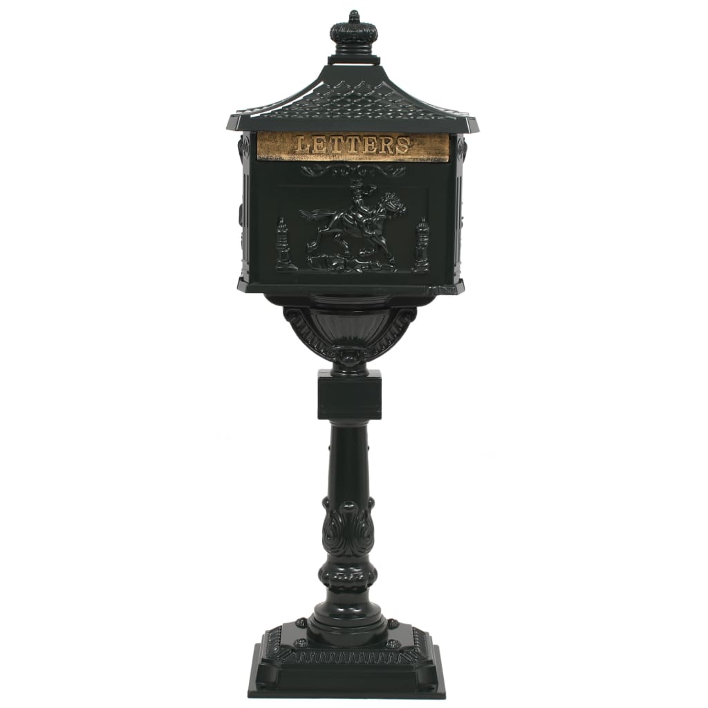 Vidaxl Standing Letterbox Vintage Style Rust -Resistente in alluminio verde