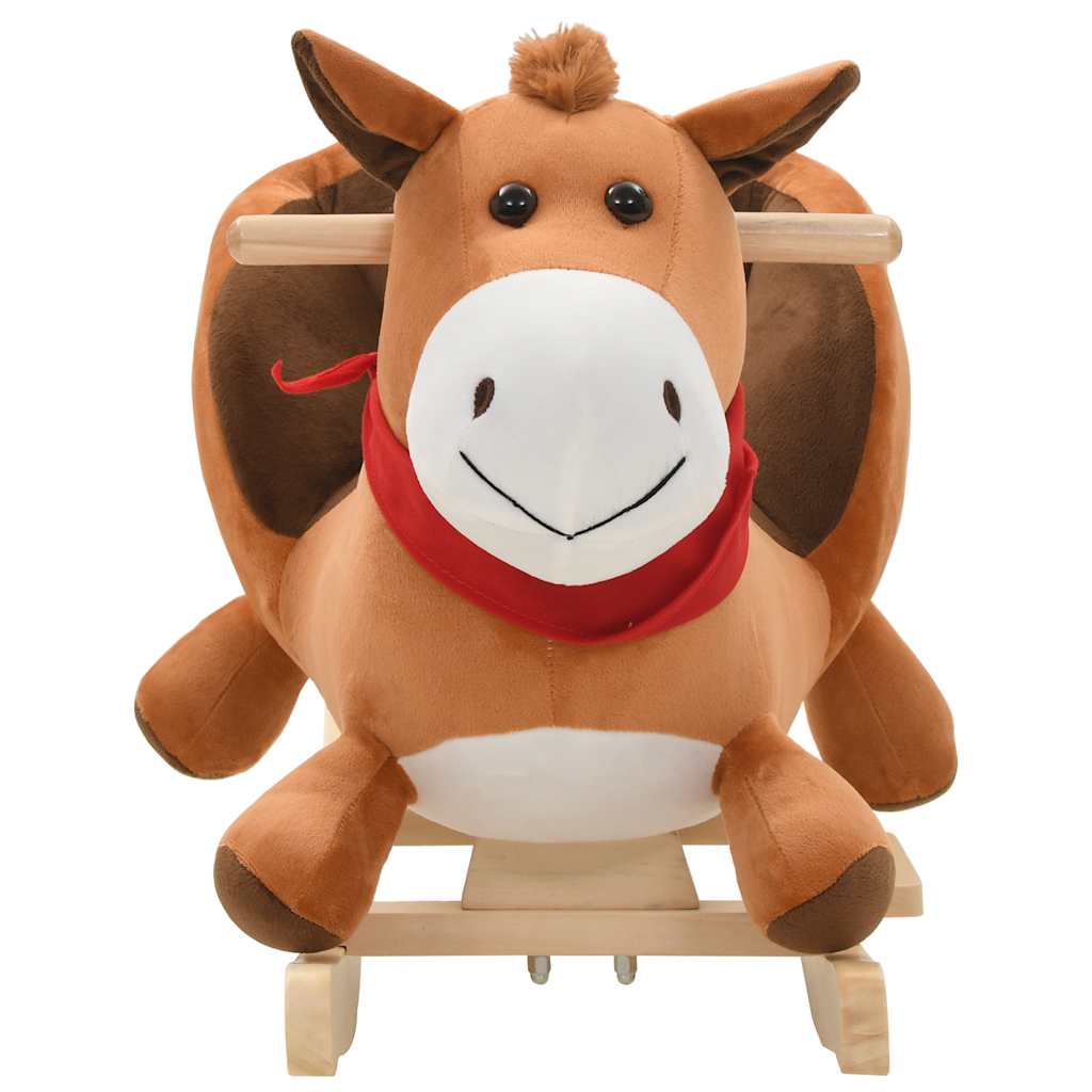Vidaxl Hobbeldier Horse con respaldo 60x32x50 cm peluche marrón