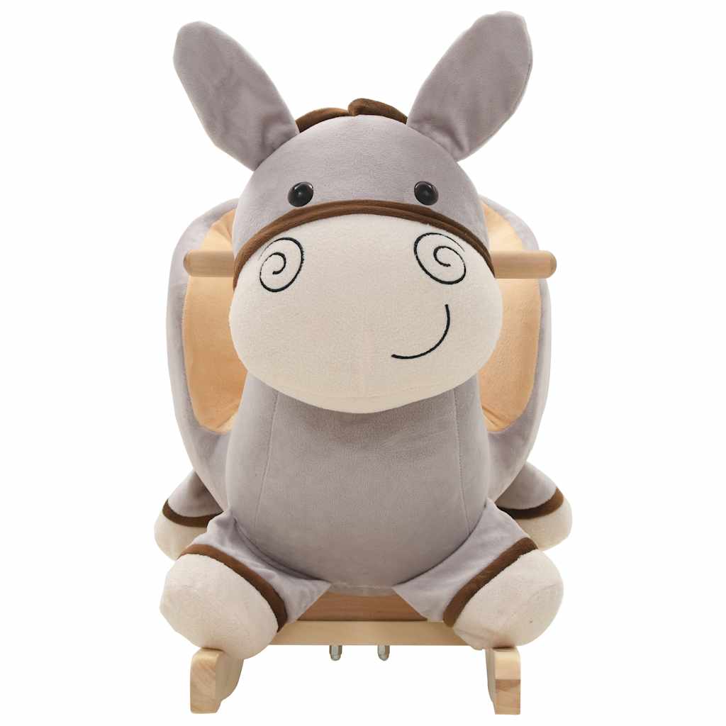 Vidaxl hobbeldier ezel met rugleuning 60x32x55 cm pluche grijs