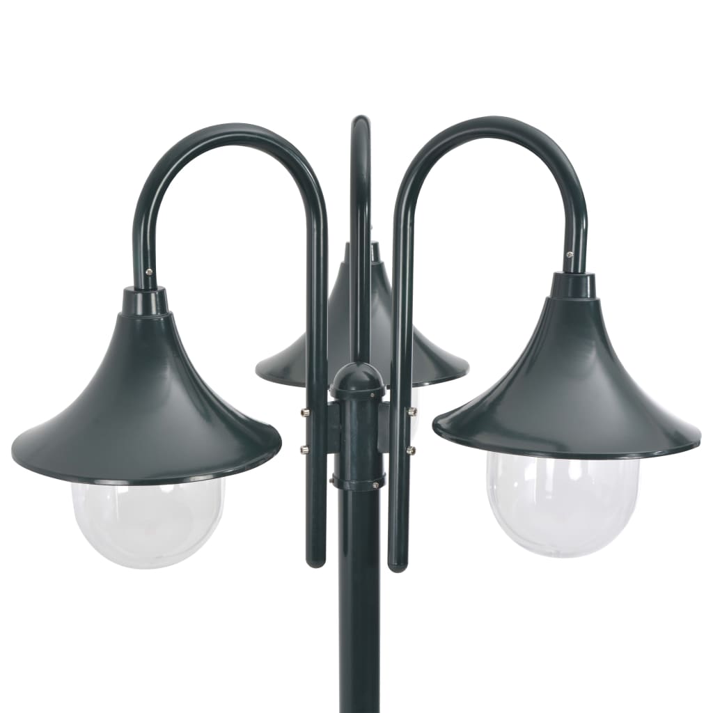 Vidaxl Paal Lighting Garden E27 220 cm de aluminio verde oscuro de 3 piezas