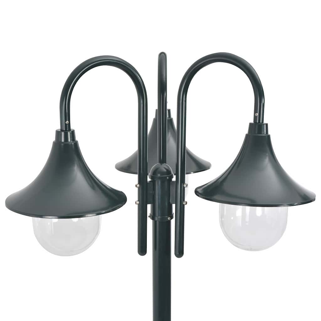 Vidaxl Paal Lighting Garden E27 220 cm in alluminio verde scuro a 3 pezzi