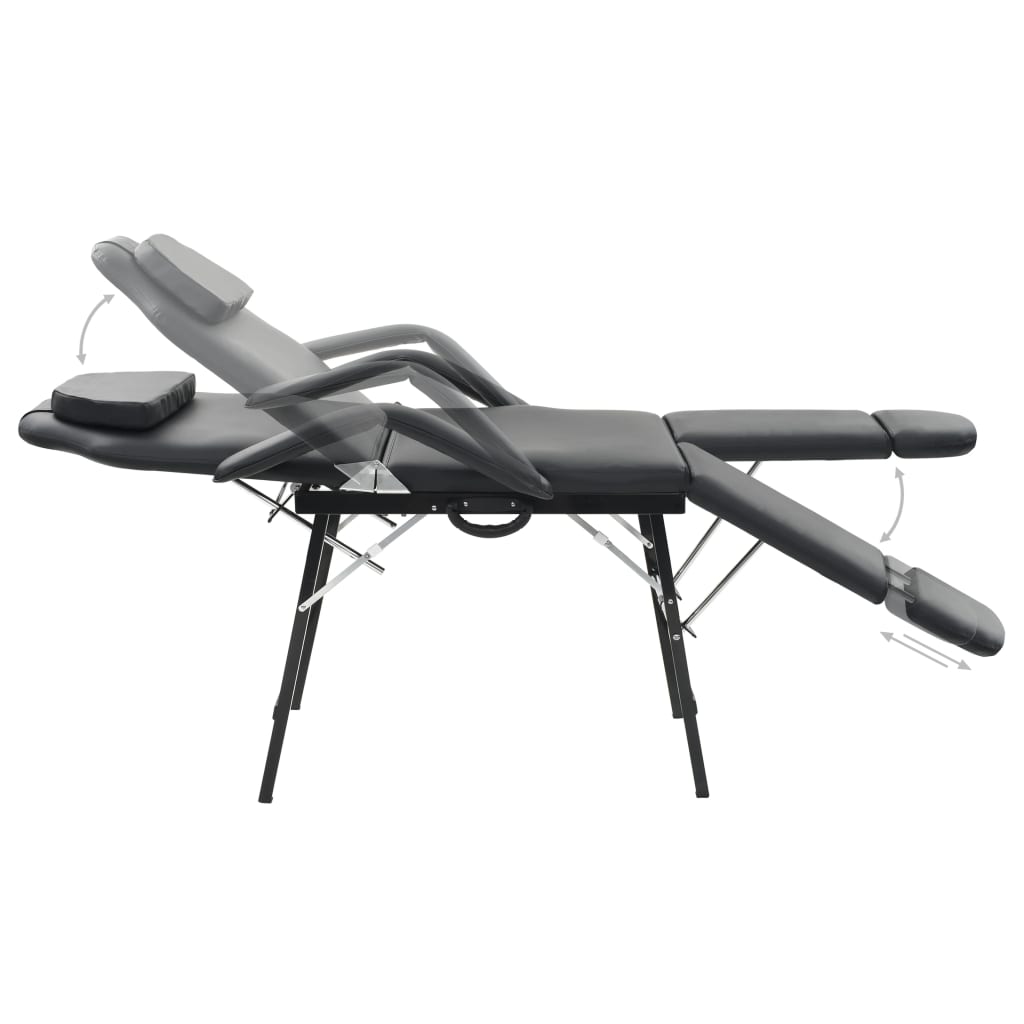 Silla de tratamiento facial de Vidaxl portátil 185x78x76 cm de cuero artificial negro