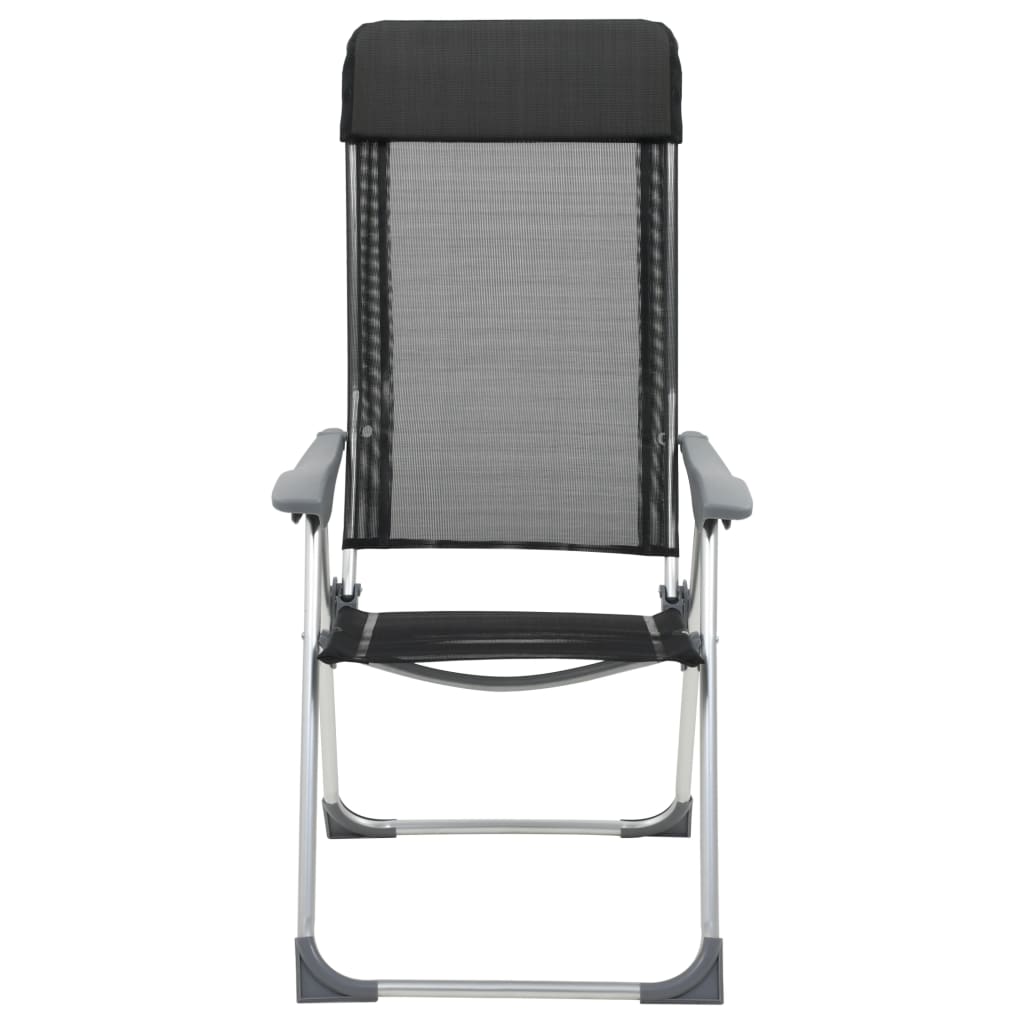 Sillas de campamento Vidaxl aluminio plegable Negro 4 STS