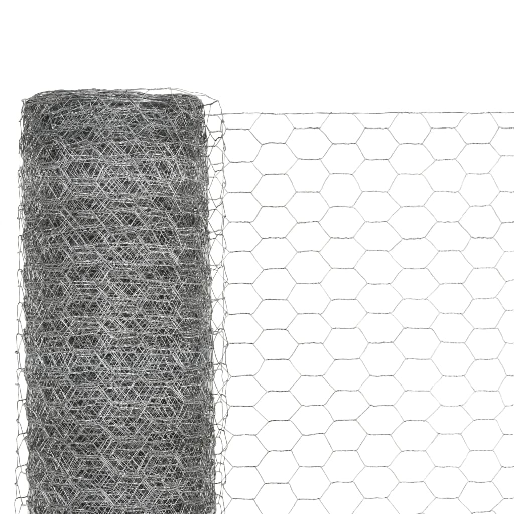 Alambre de pollo Vidaxl 25x1.2 M de acero galvanizado de plata de color plateado