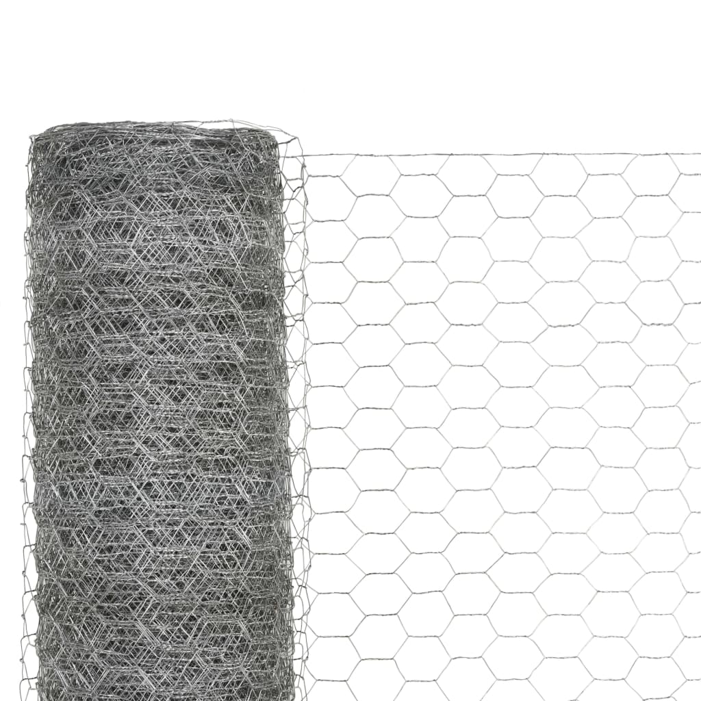 Alambre de pollo Vidaxl 25x1.5 M de acero galvanizado de color plateado