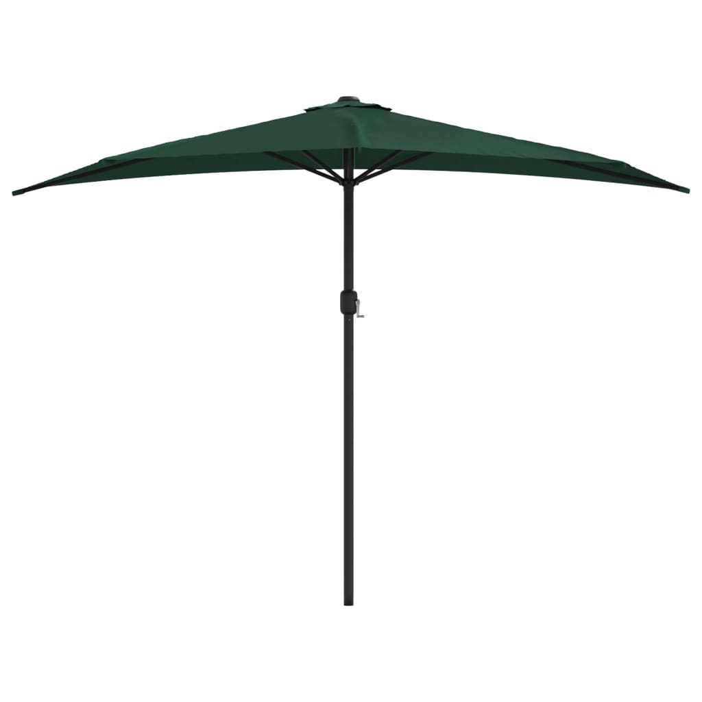 Vidaxl Balcony Parasol metà con polo in alluminio 300x155 cm verde