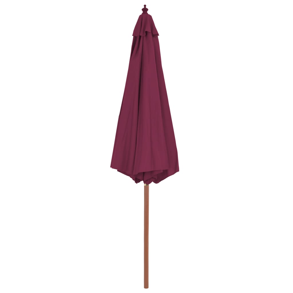 Parasol Vidaxl con poste de madera 300 cm Burdeos rojo