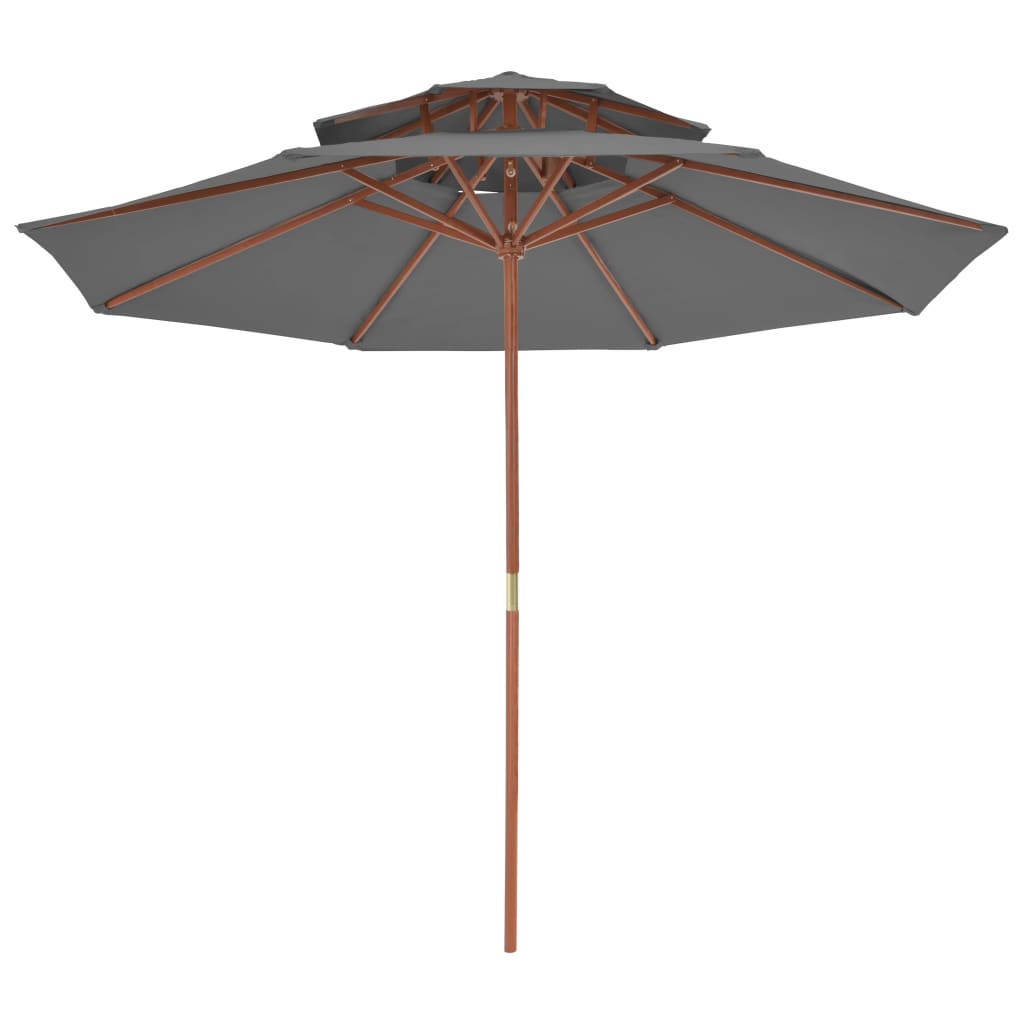 Vidaxl Parasol Double Decker con polo in legno antracite da 270 cm