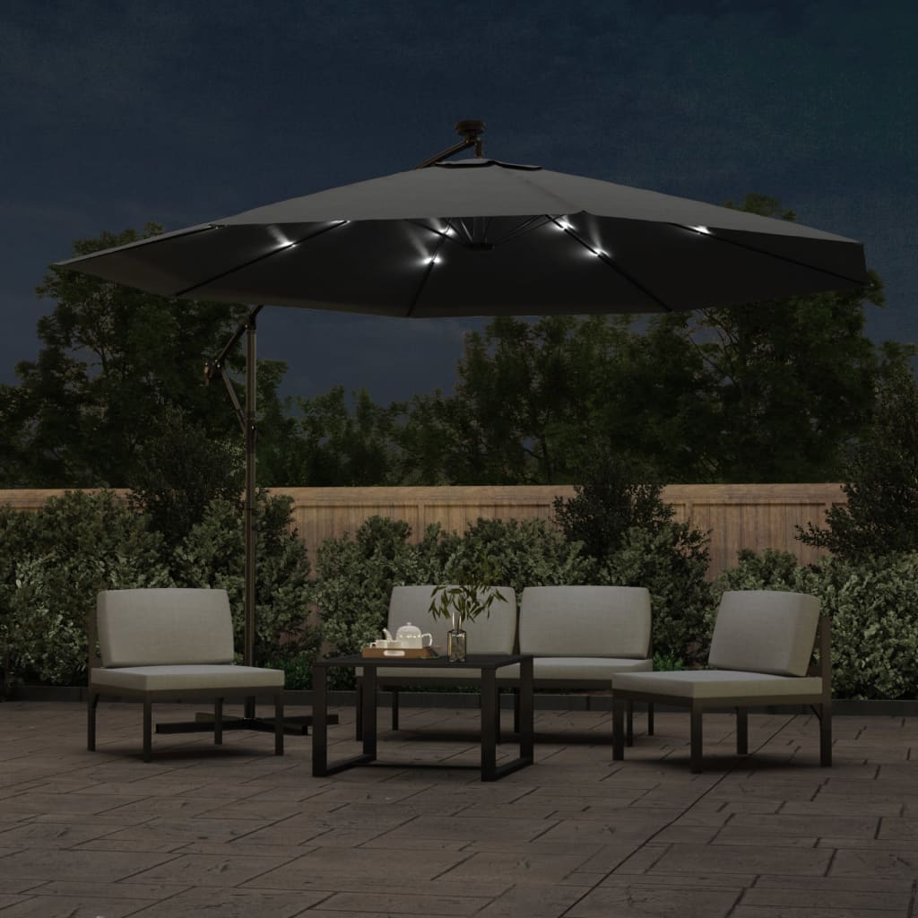 Parasolo galleggiante Vidaxl con polo metallico a LED antracite da 350 cm