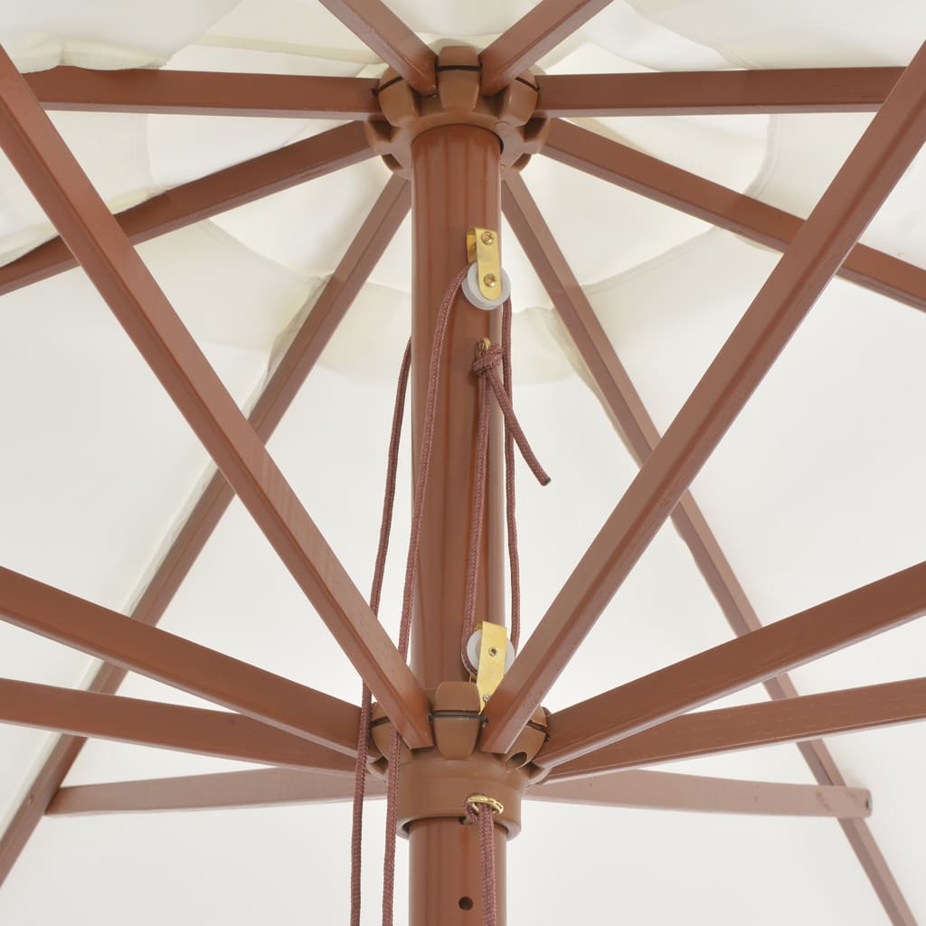 Vidaxl Parasol con poste de madera 350 cm de arena blanca