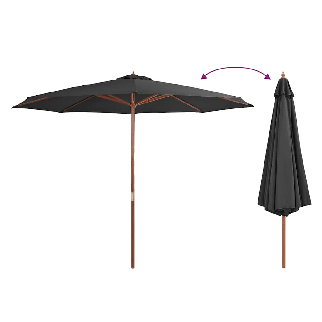 Vidaxl Parasol con poste de madera 350 cm de antracita