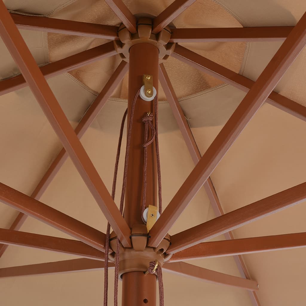 Vidaxl Parasol con polo in legno 350 cm taupe