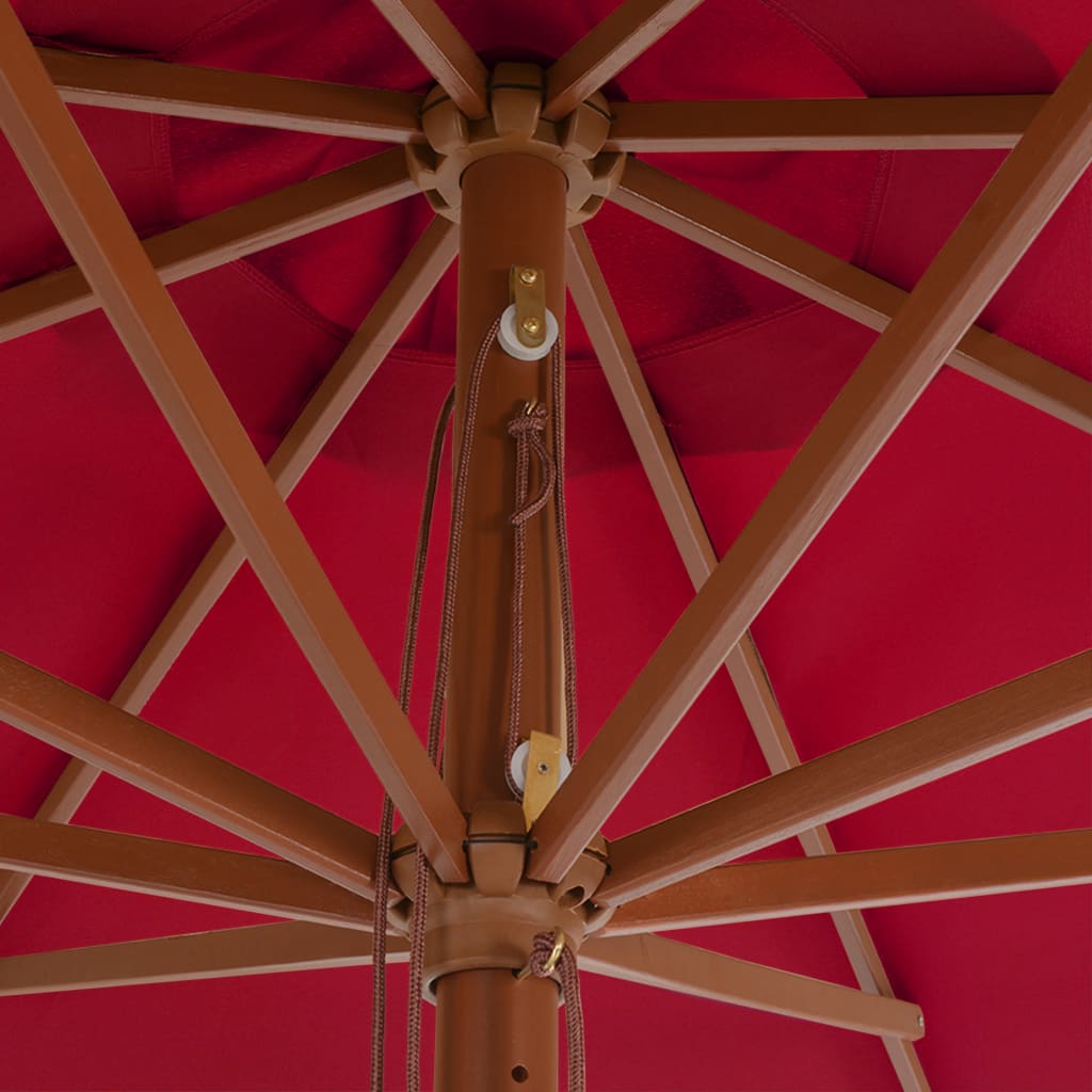 Parasol Vidaxl con poste de madera 350 cm Burdeos rojo