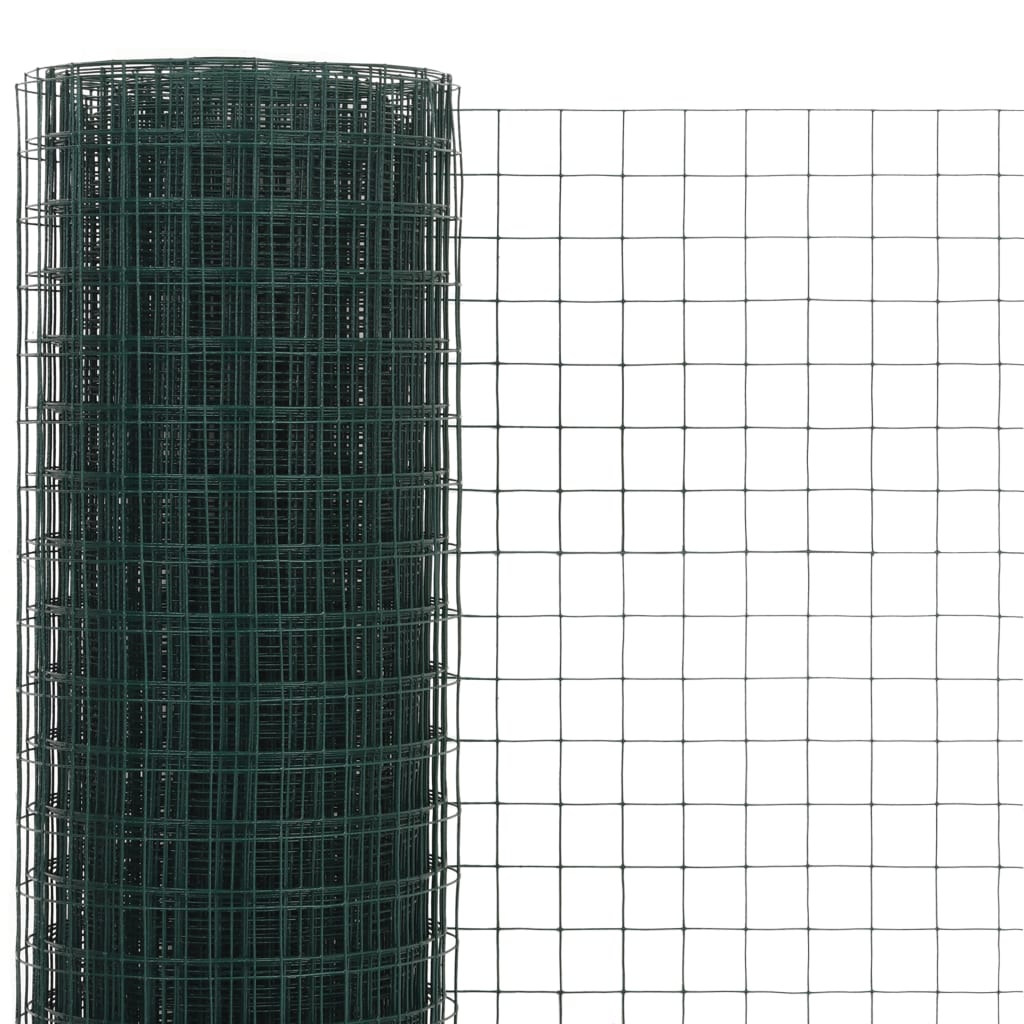 Alambre de pollo Vidaxl 10x0.5 m de acero con recubrimiento de PVC verde