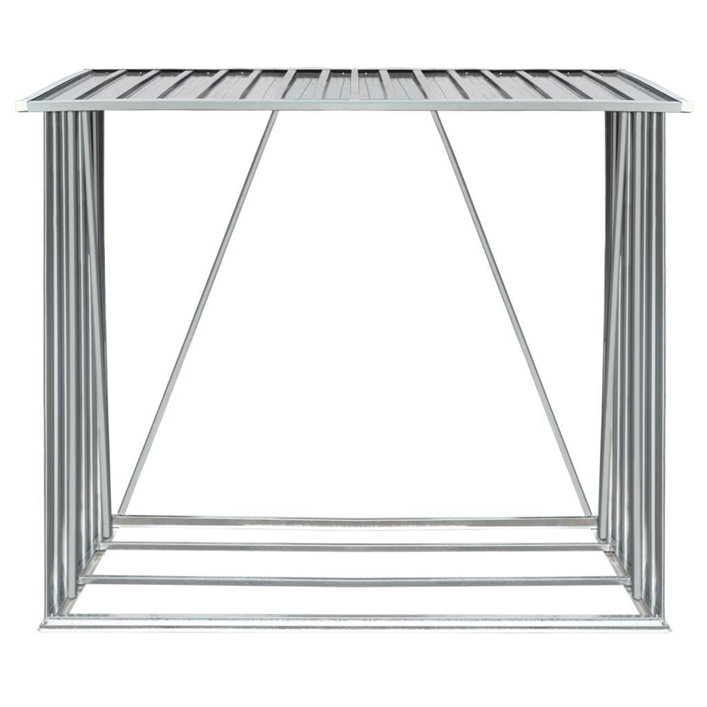 Vidaxl Firewood Shed 163x83x154 cm de acero galvanizado gris