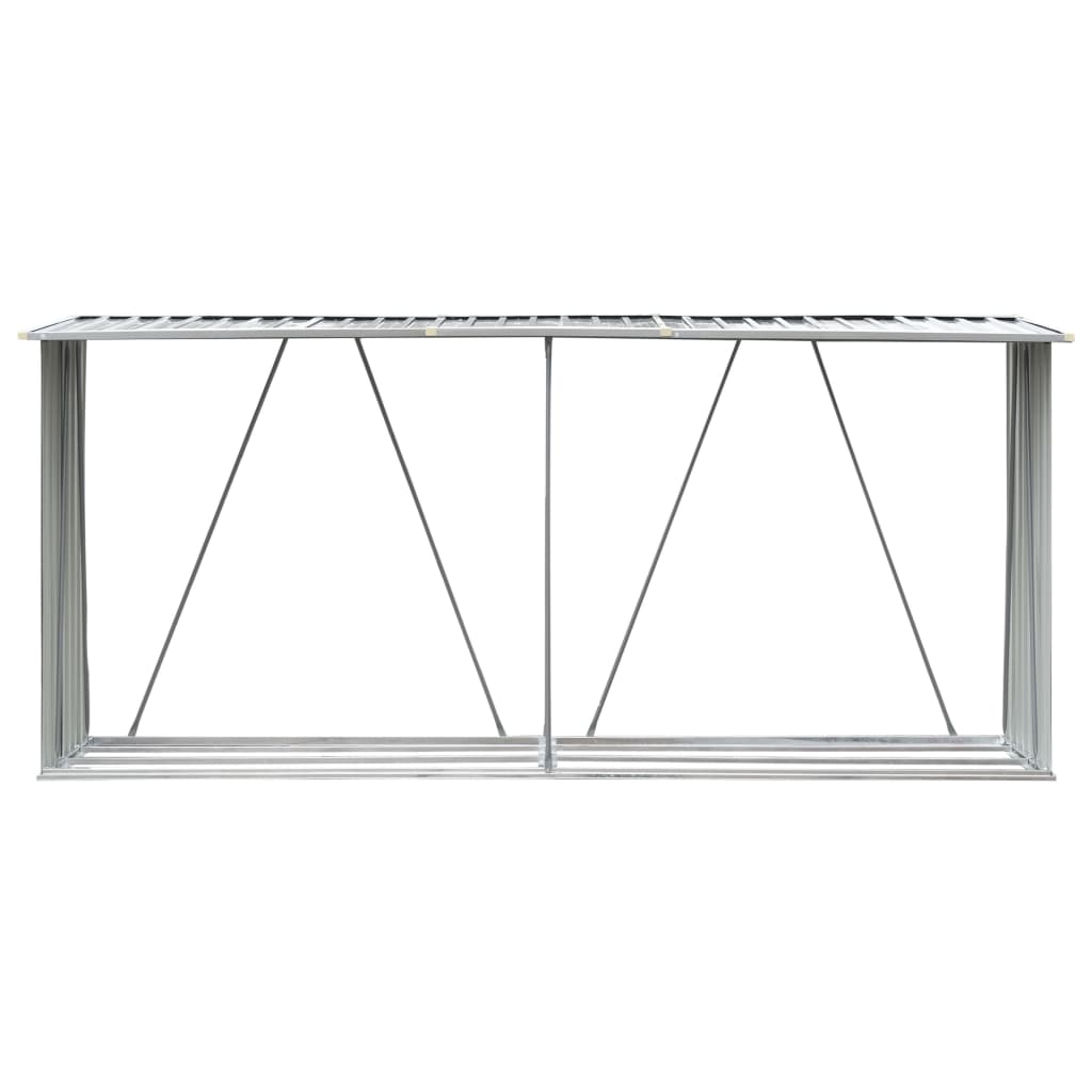 VIDAXL Firewood capannone 330x84x152 cm grigio in acciaio zincato