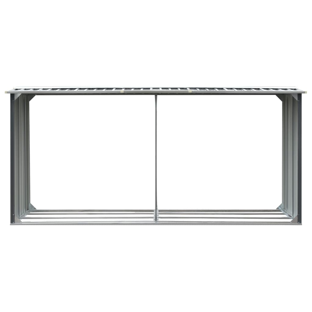 Vidaxl Firewood Shed 330x92x153 cm de acero galvanizado gris