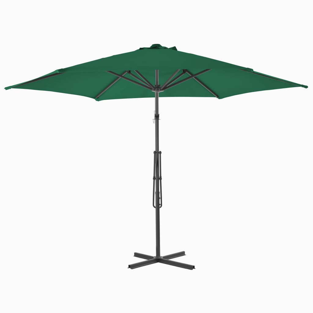Vidaxl Parasol con polo in acciaio 300 cm verde