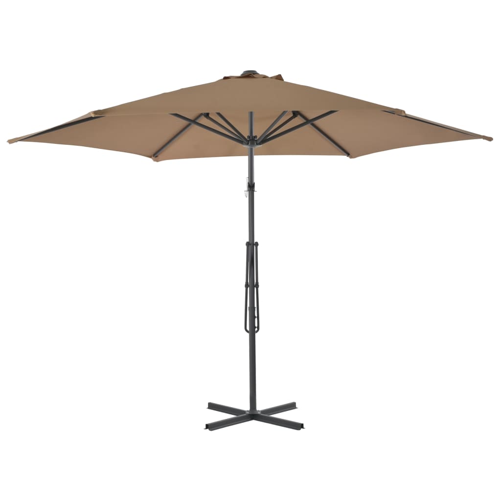 Vidaxl Parasol con polo in acciaio 300 cm taupe