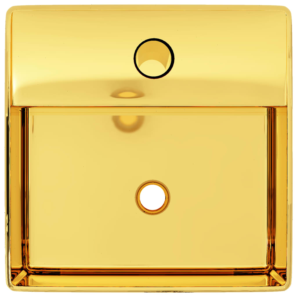 Vidaxl Washbasin con agujero de grifo 38x30x11.5 cm de oro de cerámica