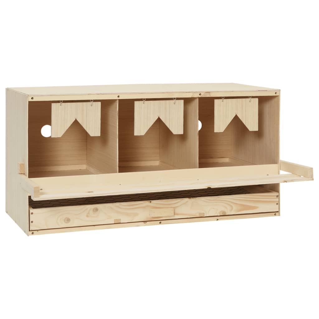 Vidaxl Chicken Shelter 3 Compartimentos 72x33x38 cm de pino sólido
