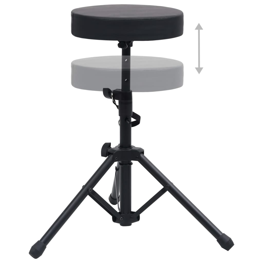 Taburete de tambor Vidaxl Black redondo ajustable
