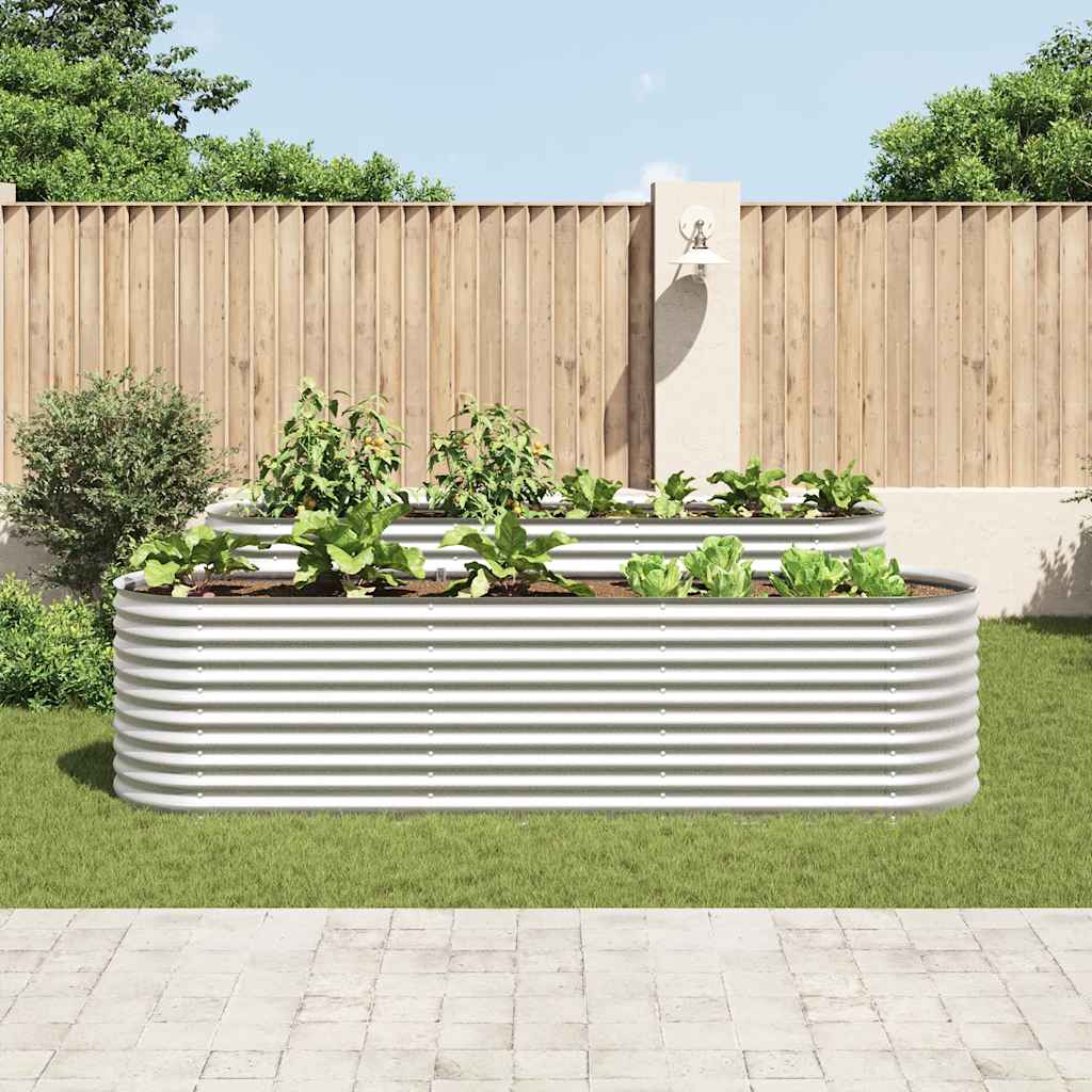 Vidaxl plantenbak verhoogd 320x80x81 cm gegalvaniseerd staal zilver