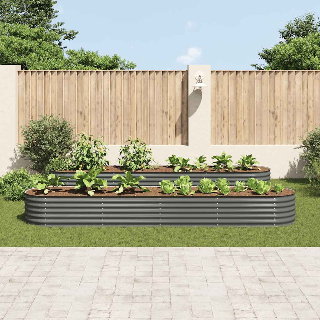 Vidaxl Planter Insertar 400x80x44 cm de acero galvanizado gris