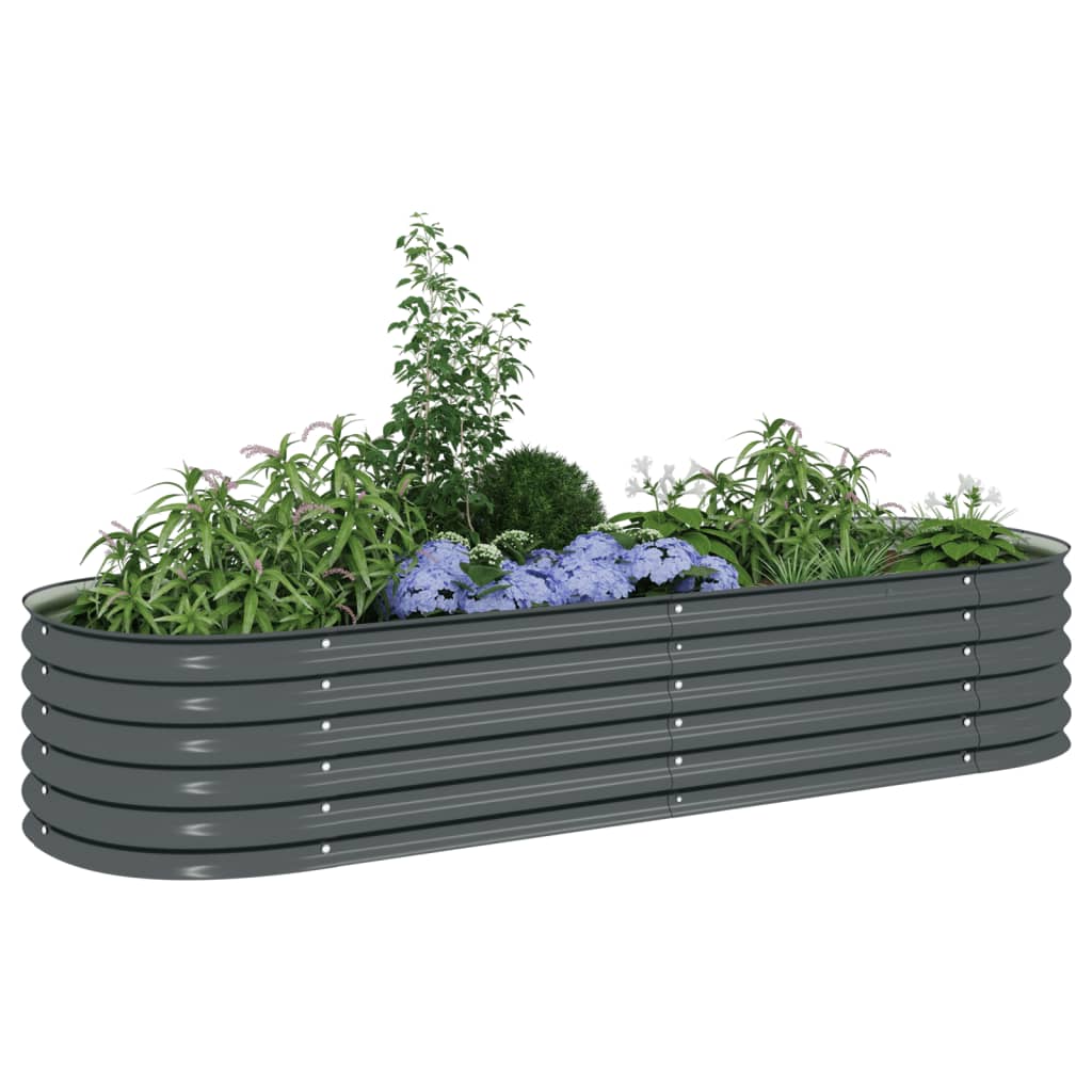 Plantador Vidaxl elevado 240x80x44 cm de acero galvanizado gris