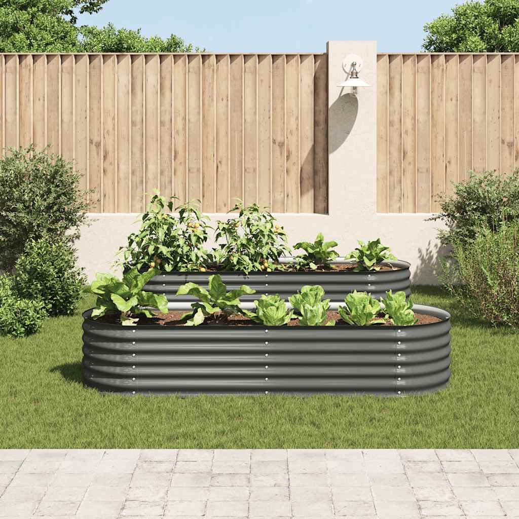Plantador Vidaxl elevado 240x80x44 cm de acero galvanizado gris