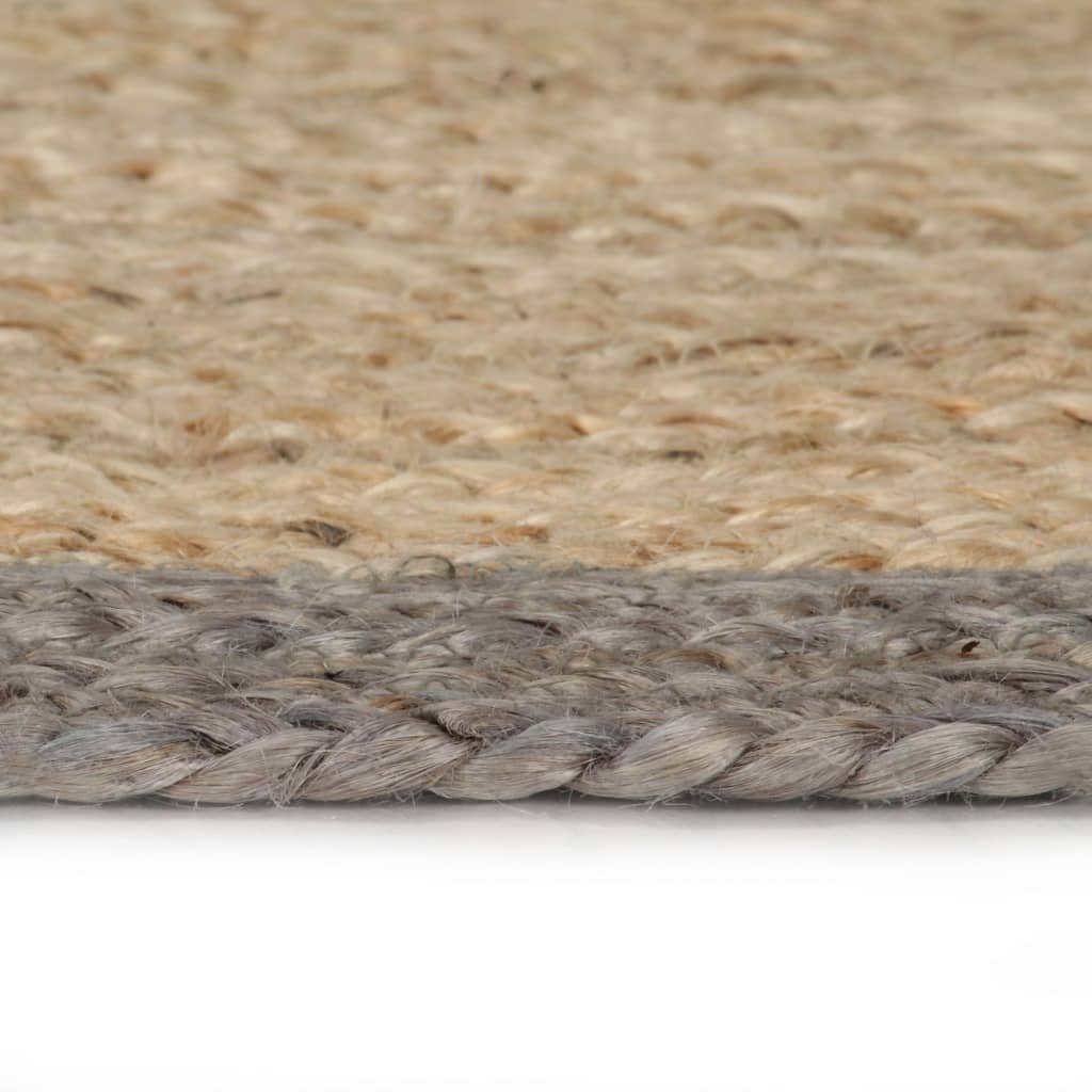Alfombra Vidaxl hecha a mano con borde gris de 150 cm de yute