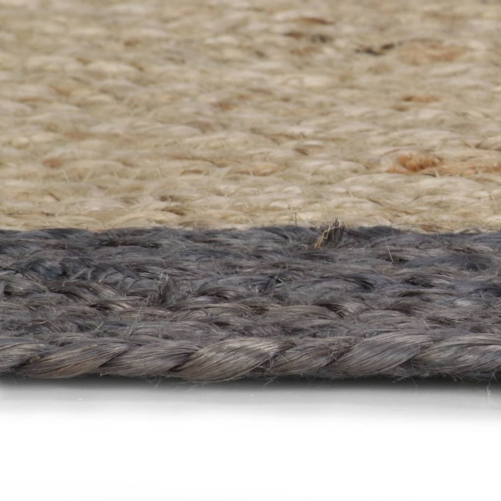 Alfombra Vidaxl hecha a mano con borde gris oscuro 90 cm de yute