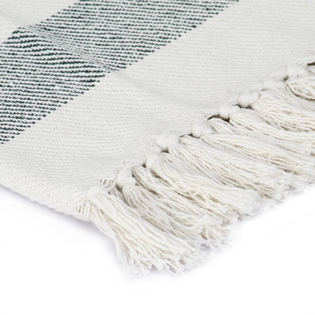 Vidaxl Stripe a cuadros de 125x150 cm de algodón verde oscuro