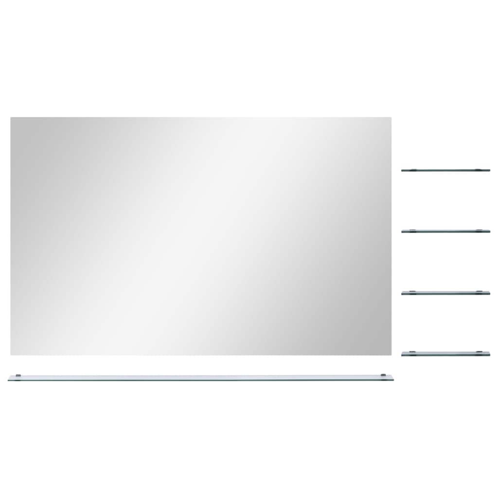 Espejo de pared Vidaxl con 5 estantes 100x60 cm de color plateado
