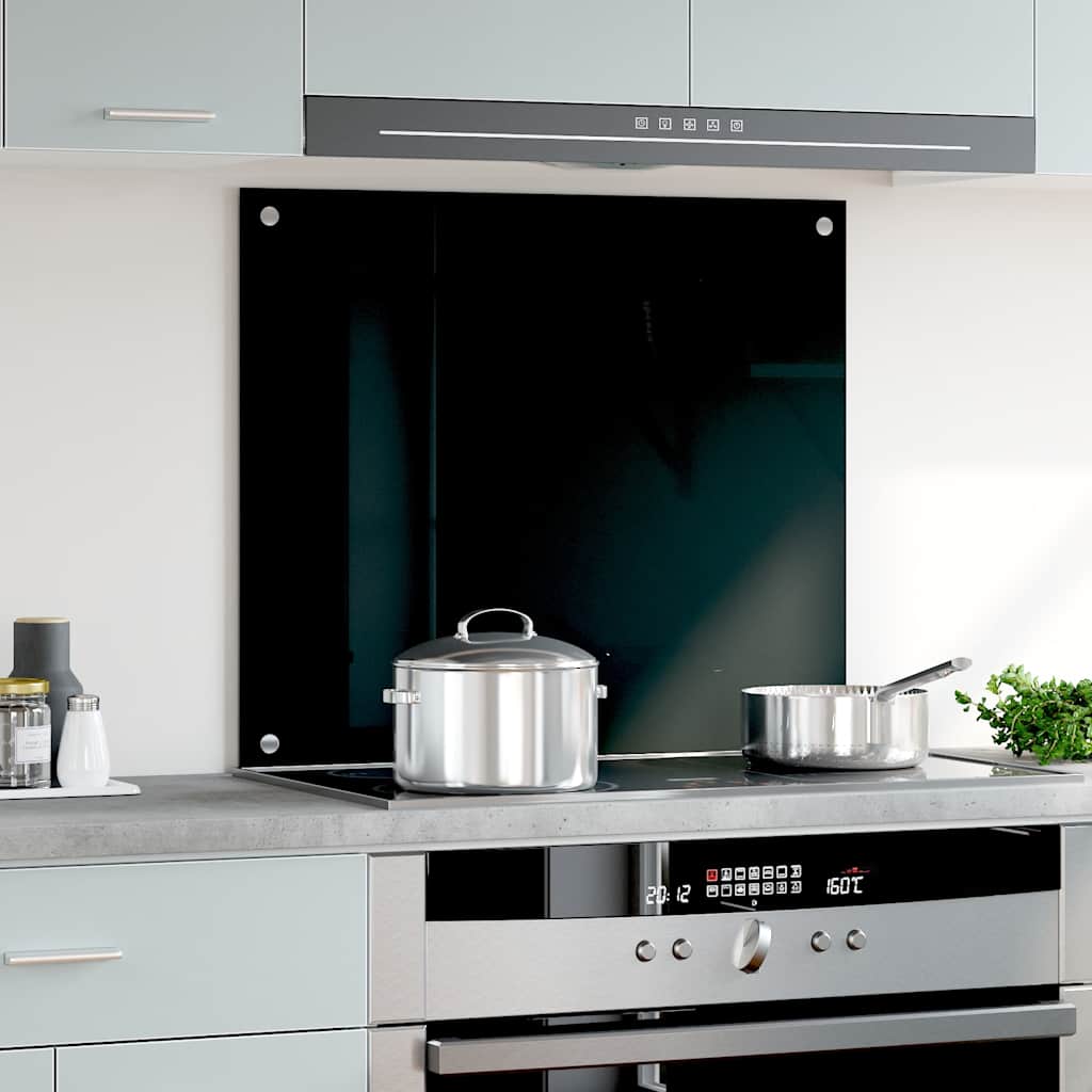 Vidaxl Splash Screen Kitchen 70x60 cm Termina vetro nero