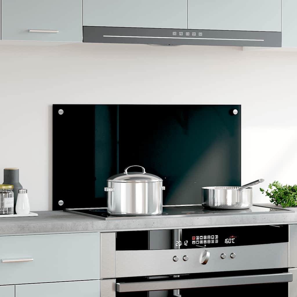Vidaxl Splash Screen Kitchen Cucina 80x40 cm Termina vetro nero