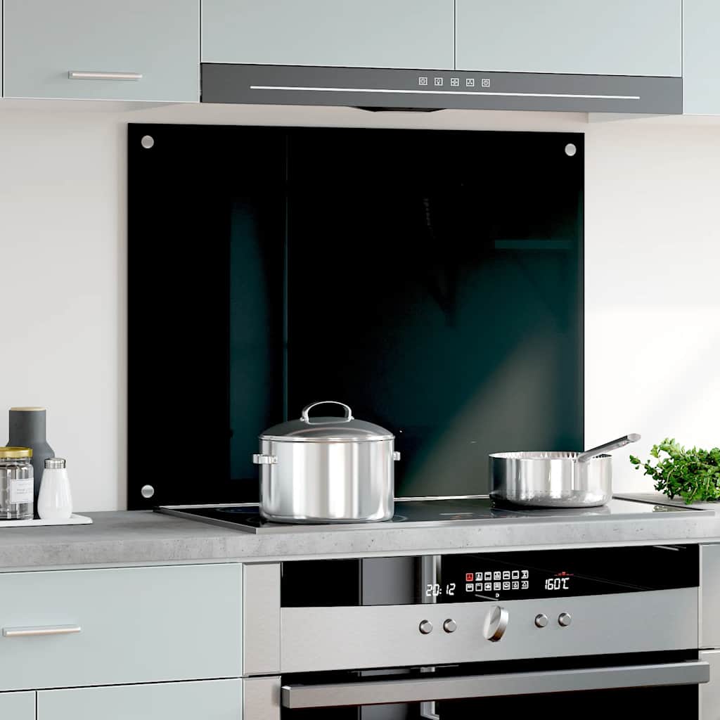 Vidaxl Splash Screen Kitchen Cucina 80x60 cm Termina vetro nero