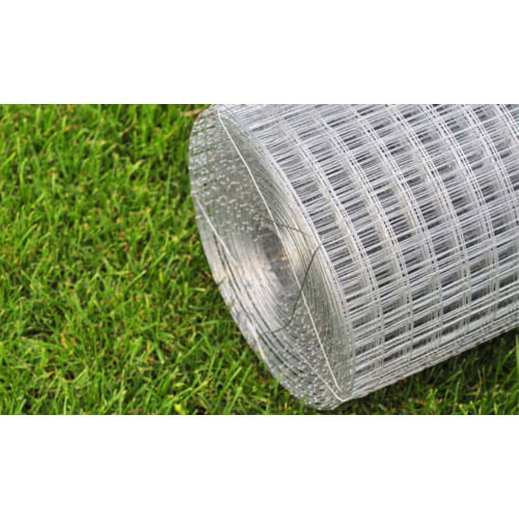 Vidaxl de malla de alambre cuadrado 1x25 M de acero galvanizado de plata de color plateado