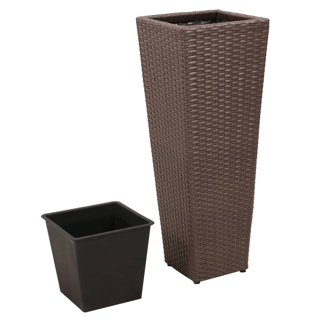 Plantadores Vidaxl elevados 3 st Poly rattan marrón